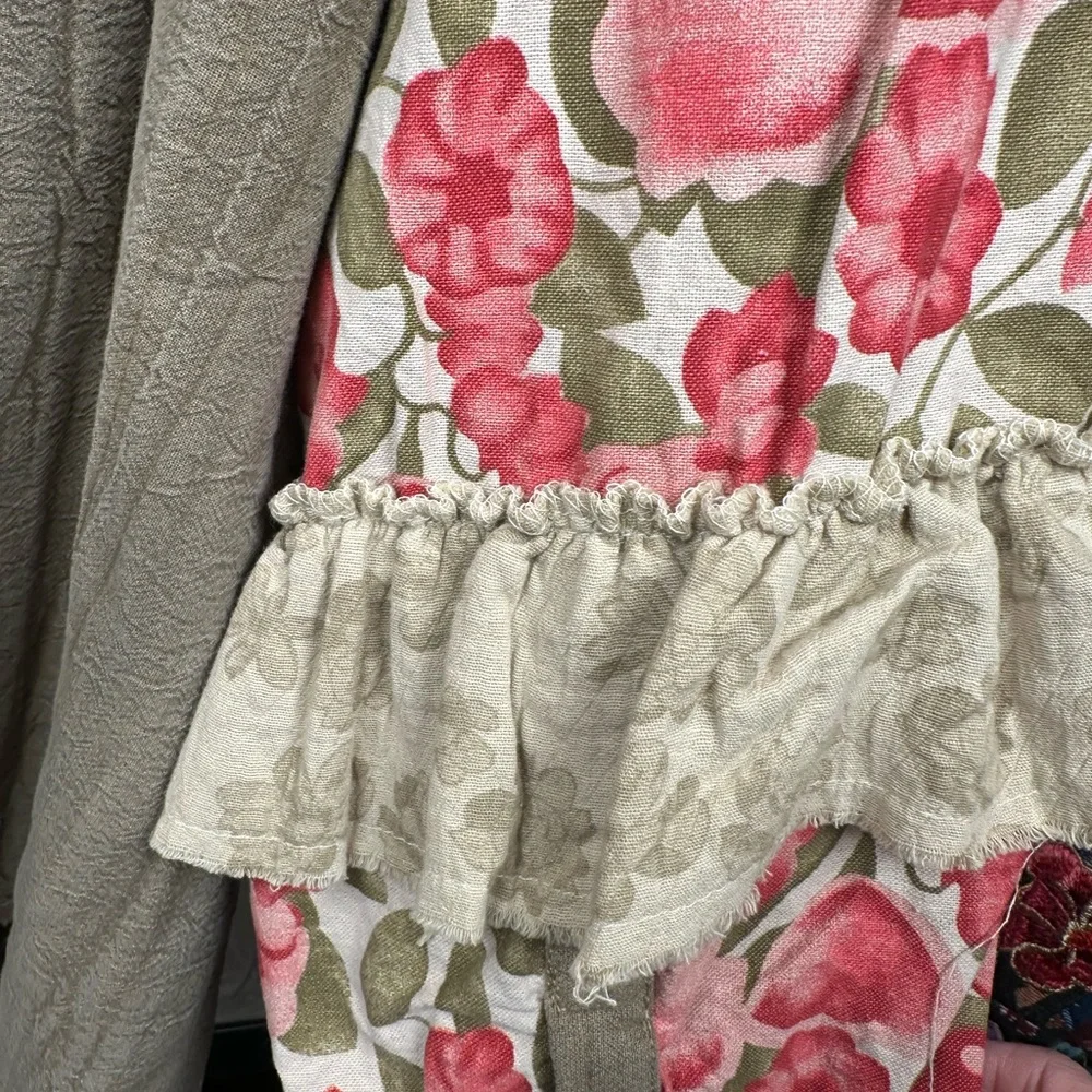 🆕 🌸 POL Boho Patchwork Floral Long Sleeve Patchwork Double Gauze NWOT